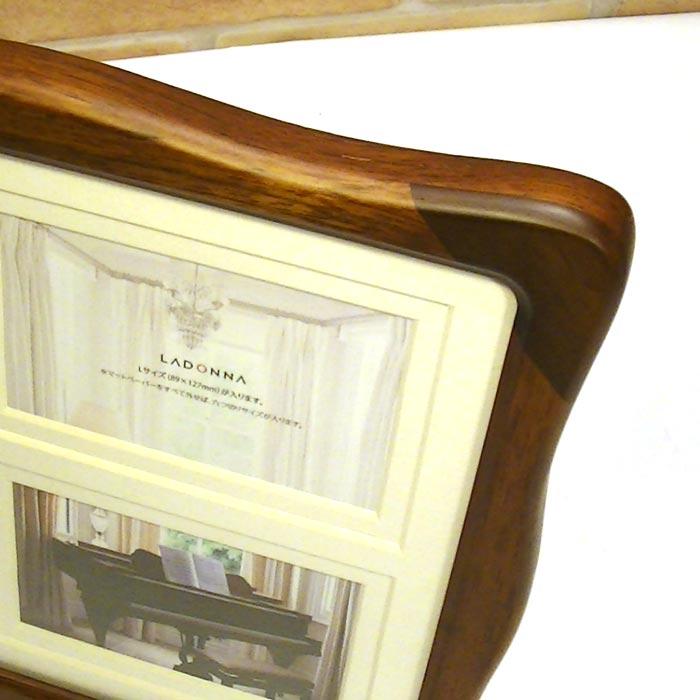 写真立て フォトフレーム 六つ切り判 木製 天然木 卓上用&壁掛け ウェーブフォルム フレーム サテン布張り豪華箱入り 0812-54 | ブランド登録なし | 02