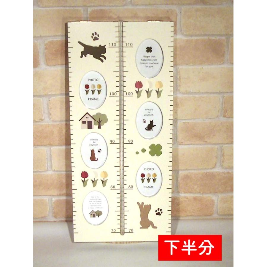 フォトフレーム付き身長計 木製ベビー 壁掛けフォトフレーム アイボリー 写真12枚飾れる テントウ虫の目盛り ネコ 出産祝い 男女 0814-02 | ブランド登録なし | 02