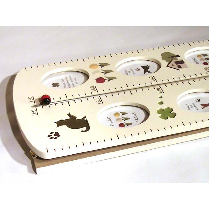 フォトフレーム付き身長計 木製ベビー 壁掛けフォトフレーム アイボリー 写真12枚飾れる テントウ虫の目盛り ネコ 出産祝い 男女 0814-02 | ブランド登録なし | 06