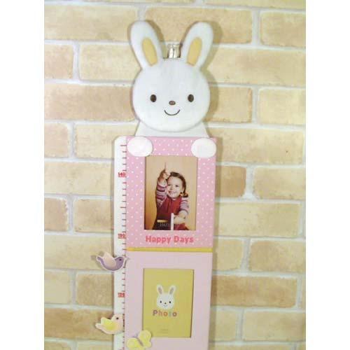 身長計付きフォトフレーム身長計 出産祝い 新生児 記録 ぬいぐるみ うさぎさん 0814-06 | ブランド登録なし