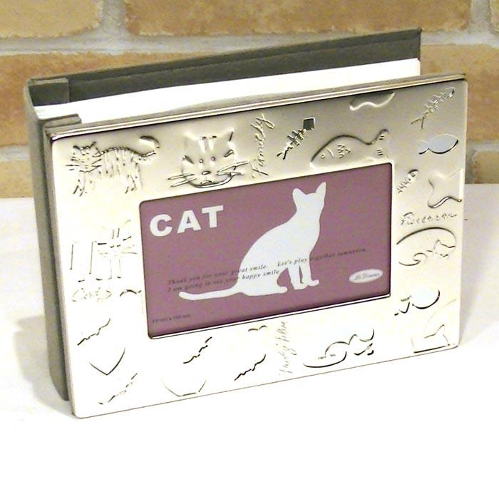 アルバムフレーム はがきサイズ １００枚収納（表紙もハガキサイズ） アルバム型 バインダー型 フォトフレーム・キャット 0816-21 | ブランド登録なし