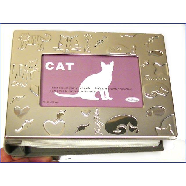 アルバムフレーム はがきサイズ １００枚収納（表紙もハガキサイズ） アルバム型 バインダー型 フォトフレーム・キャット 0816-21 | ブランド登録なし | 01