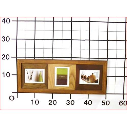 フォトフレーム 木製 写真立て ３窓 卓上 壁掛け 天然木 フォトフレーム カラーウッド・ブラウン 0817-31 | ブランド登録なし | 09