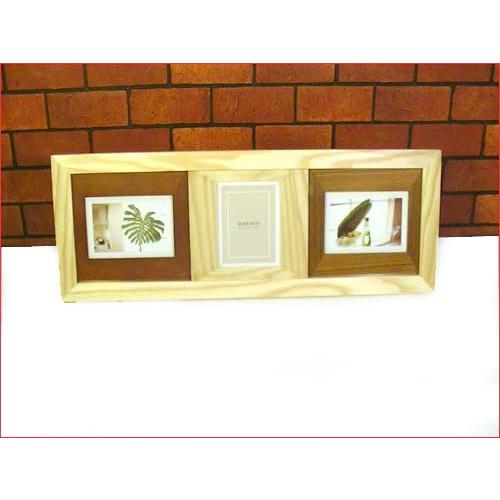 フォトフレーム 木製 写真立て ３窓 卓上 壁掛け 天然木 カラーウッド・ナチュラル 0817-32　プレゼント ギフト | ブランド登録なし | 01