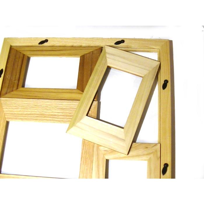 フォトフレーム 木製 写真立て ４窓 卓上 壁掛け 天然木 フォトフレーム カラーウッド ナチュラル 白木 0817-42　プレゼント ギフト | ブランド登録なし | 05