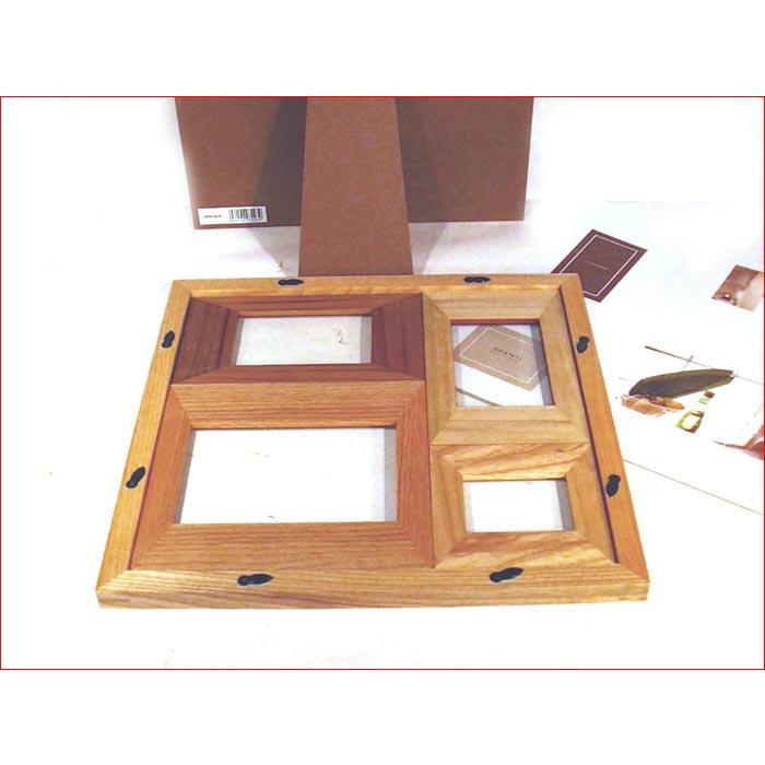 フォトフレーム 木製 写真立て ４窓 卓上 壁掛け 天然木 フォトフレーム カラーウッド ナチュラル 白木 0817-42　プレゼント ギフト | ブランド登録なし | 07
