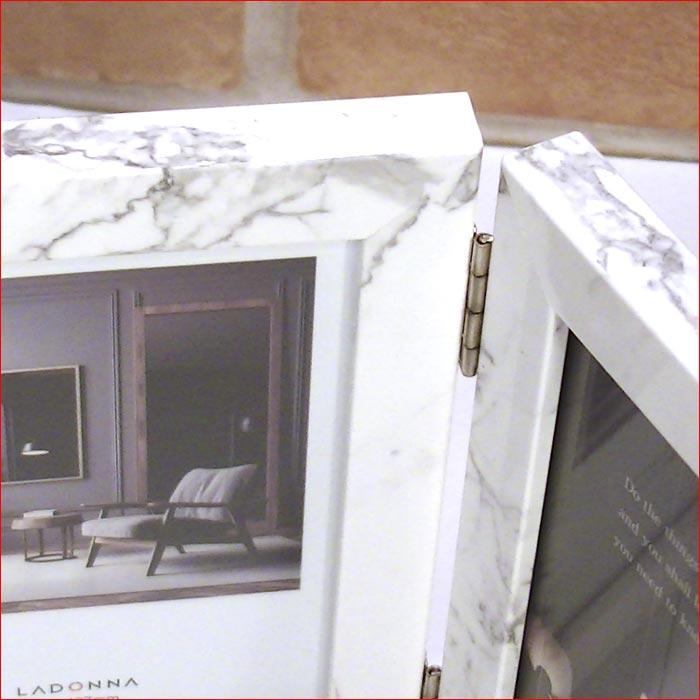 フォトフレーム L判 2面 写真立て 大理石調 ペア ダブルインテリアフレーム・ホワイト 0817-53　プレゼント ギフト | ブランド登録なし | 01