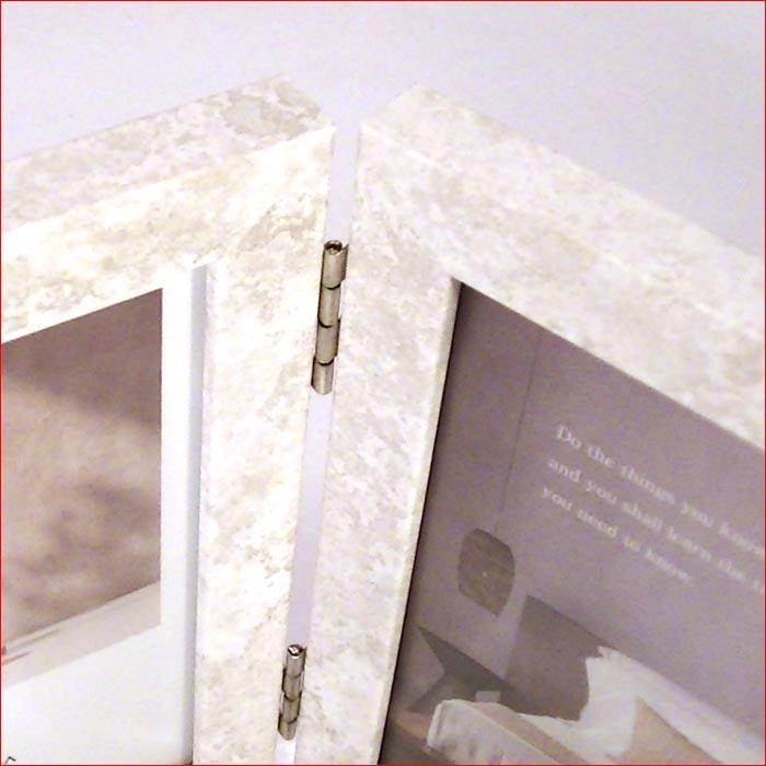 フォトフレーム L判2面 写真立て 大理石調 ペア ダブル インテリアフレーム・ベージュ 0817-54　プレゼント ギフト | ブランド登録なし | 01