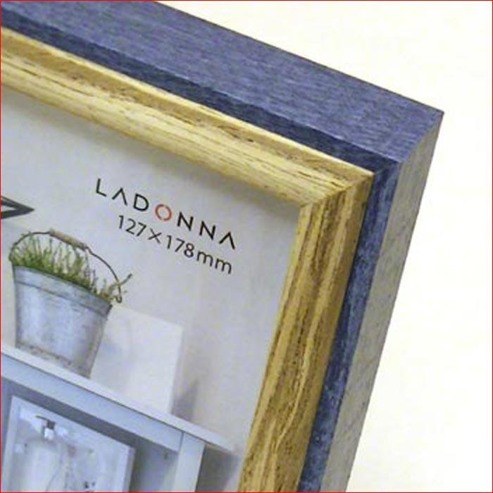 フォトフレーム 2L判サイズ 写真立て 木製フォトフレーム 縦置き 横置き 壁掛け・ネイビー＆ブラウン 0817-75 | ブランド登録なし | 01