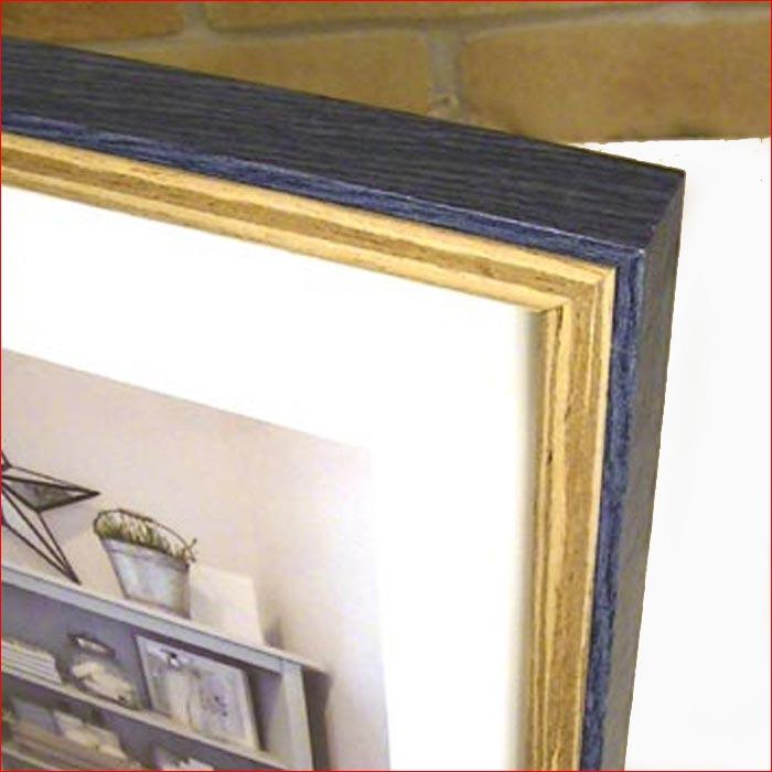 フォトフレーム A4サイズ 写真立て 木製フォトフレーム 縦置き 横置き 壁掛け・ネイビー＆ブラウン 0817-78 | ブランド登録なし | 01