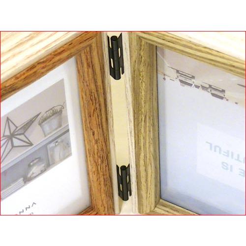 フォトフレーム サービス判（L判) 2枚 縦向き 写真立て 木製フォトフレーム ２蓮・アイボリー＆ブラウン 0817-88 | ブランド登録なし | 01