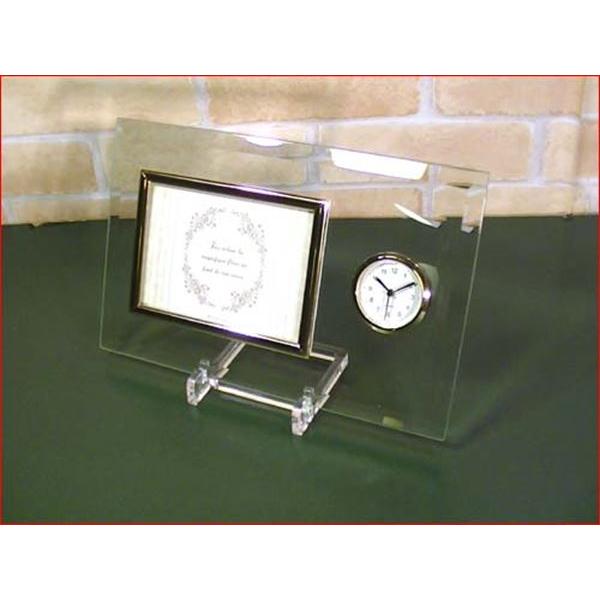 写真立て フォトフレーム サービス判 L判 時計付き 透明 ガラス フォトフレーム 0819-17　プレゼント ギフト | ブランド登録なし | 08