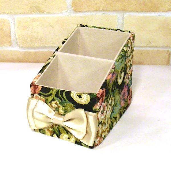 エレガントローズ リモコンホルダー リモコンスタンド 小物立て 文具スタンド バラ雑貨 薔薇柄 小物収納 布張り ブラック 0915-16 | ブランド登録なし