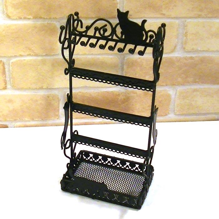 アクセサリースタンド 大容量 横長タイプ 黒猫 クロネコ・Ｍサイズ  ピアス イヤリング ネックレス ペンダント 0917-15　プレゼント ギフト | ブランド登録なし