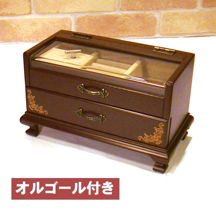木製 ジュエリーボックス  オルゴール付き ジュエリーケース　アクセサリー ピアス・ボルドー 0920-03　プレゼント ギフト | ブランド登録なし