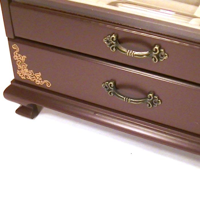 木製 ジュエリーボックス  オルゴール付き ジュエリーケース　アクセサリー ピアス・ボルドー 0920-03　プレゼント ギフト | ブランド登録なし | 06