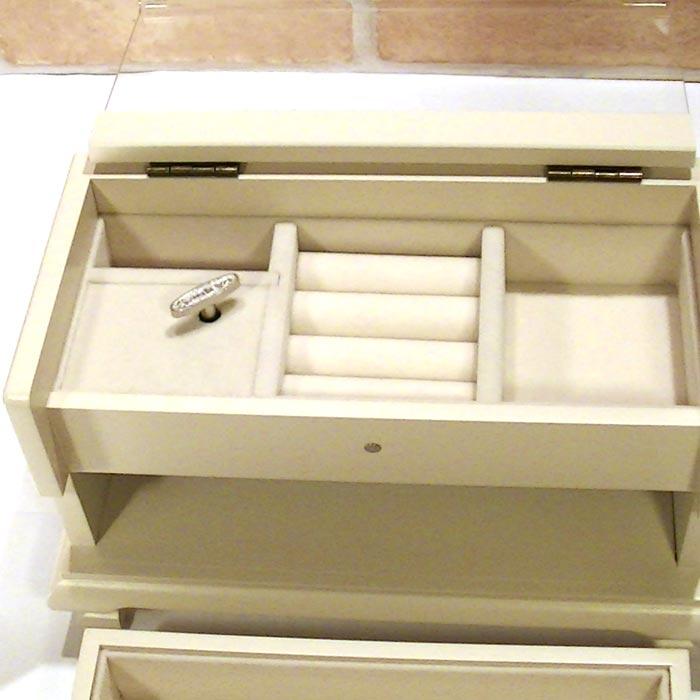 木製 ジュエリーボックス オルゴール付き ジュエルケース 宝石箱・アイボリー　アクセサリー ピアス イヤリング ネックレス ペンダント 0920-04 | ブランド登録なし | 08