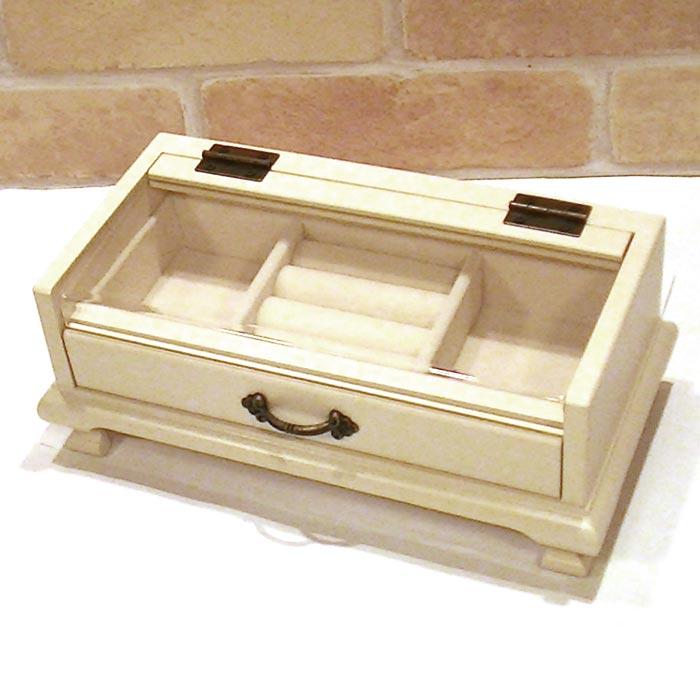 木製 ジュエリーケース 猫脚 ジュエルボックス 宝石箱・アイボリー　アクセサリー ピアス イヤリング ブローチ ネックレス ペンダント 0920-08 | ブランド登録なし