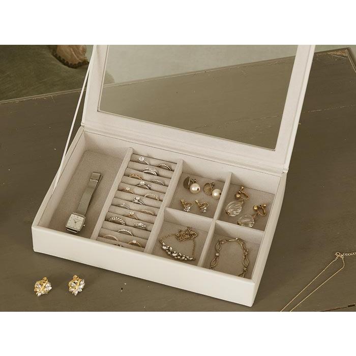 ジュエリーボックス ジュエルケース 宝石箱 グレーベルベット＆合成皮革 ネックレス　ヘアアクセサリー ピアス イヤリング ペンダント 0920-31 | ブランド登録なし | 03