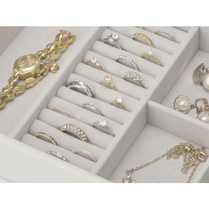 ジュエリーボックス ジュエルケース 宝石箱 グレーベルベット＆合成皮革 ネックレス　ヘアアクセサリー ピアス イヤリング ペンダント 0920-31 | ブランド登録なし | 04