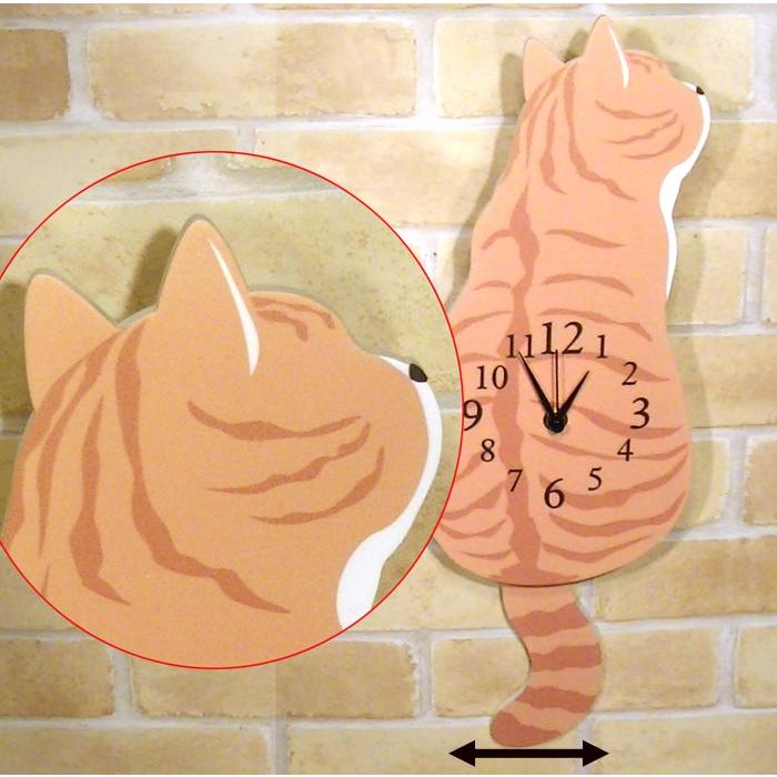 掛け時計 振り子時計 木製 かわいい 茶トラ猫 秒針音なし おしゃれ ネコ 動物 ねこ ちゃとら　かけ時計 1011-05　プレゼント ギフト | ブランド登録なし