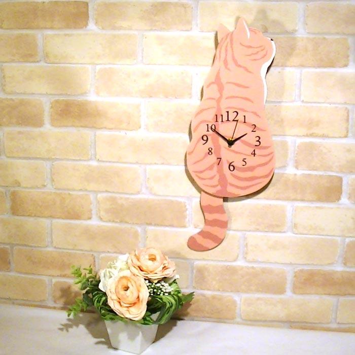 掛け時計 振り子時計 木製 かわいい 茶トラ猫 秒針音なし おしゃれ ネコ 動物 ねこ ちゃとら　かけ時計 1011-05　プレゼント ギフト | ブランド登録なし | 09