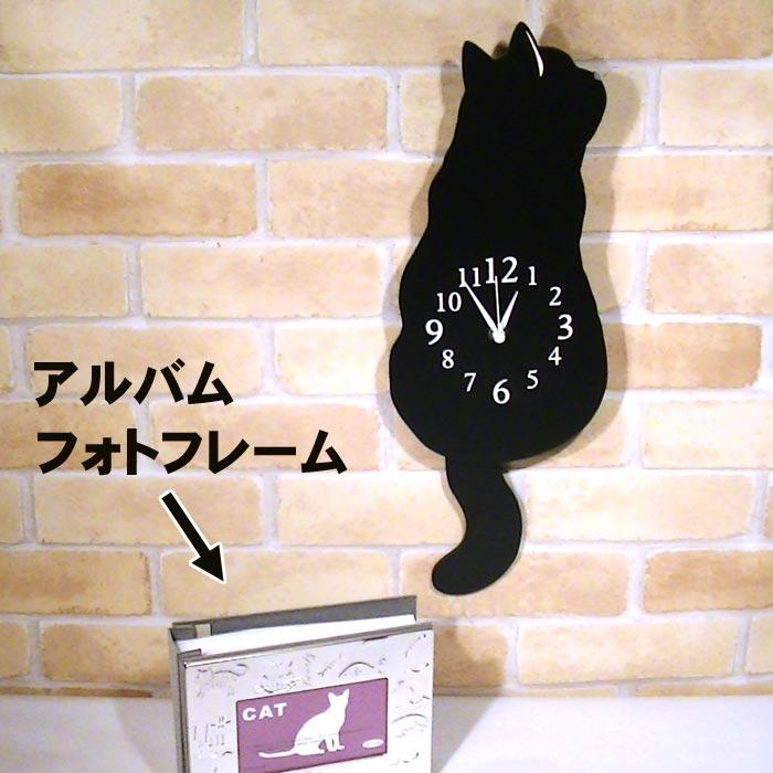 振り子時計 壁掛け時計　かわいい 黒猫　木製  秒針音なし おしゃれ　クロネコ 動物 くろねこ かけ時計 1011-06　プレゼント ギフト | ブランド登録なし | 09