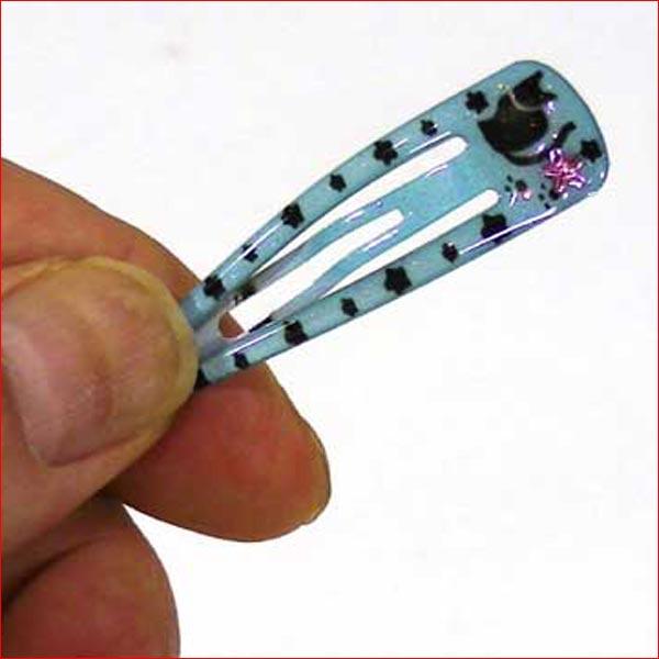 スリーピン　ネコ柄　スリーピン　２個・グリーン（ほぼブルー） 1114-08 | ブランド登録なし | 02