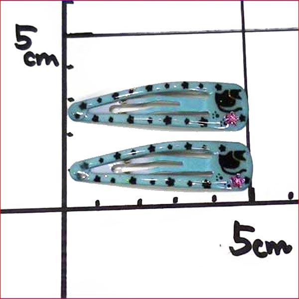 スリーピン　ネコ柄　スリーピン　２個・グリーン（ほぼブルー） 1114-08 | ブランド登録なし | 05