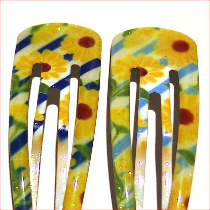 スリーピン　ひまわり　ボーダー　スリーピン ２個 色違い 1114-15　プレゼント ギフト | ブランド登録なし | 01