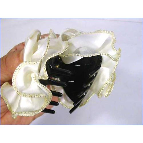 ヘアピン 髪止め 髪飾り ヘアクリップ　サテン布付き　クマデ　バンスクリップ アイボリー 1123-35　プレゼント ギフト | ブランド登録なし | 01