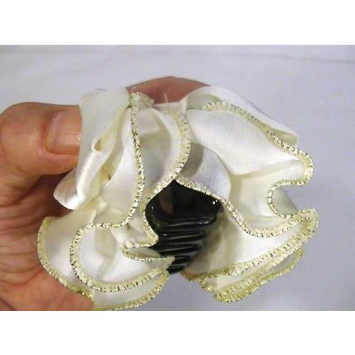 ヘアピン 髪止め 髪飾り ヘアクリップ　サテン布付き　クマデ　バンスクリップ アイボリー 1123-35　プレゼント ギフト | ブランド登録なし | 02