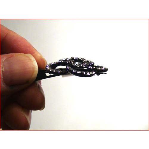 ヘアピン 髪止め 髪飾り ヘアクリップ　ばらのラインストーン ミニミニベイグクリップ ブラック 1123-45　プレゼント ギフト | ブランド登録なし | 02