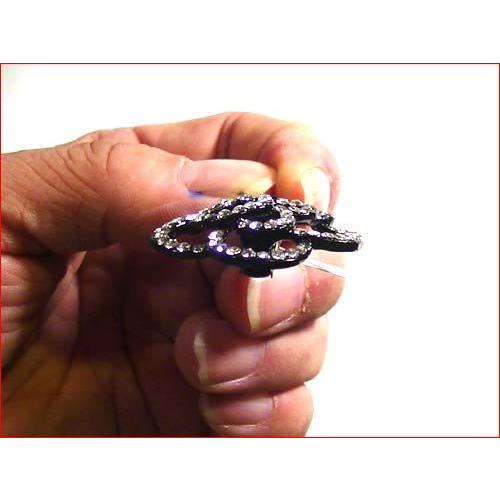 ヘアピン 髪止め 髪飾り ヘアクリップ　ばらのラインストーン ミニミニベイグクリップ ブラック 1123-45　プレゼント ギフト | ブランド登録なし | 03