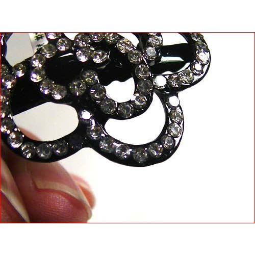 ヘアピン 髪止め 髪飾り ヘアクリップ　ばらのラインストーン ミニミニベイグクリップ ブラック 1123-45　プレゼント ギフト | ブランド登録なし | 05