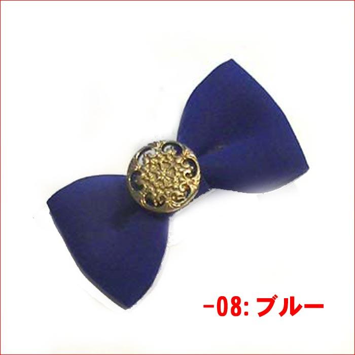 ヘアピン 髪止め 髪飾り ヘアクリップ　ゴールドボタン付き リボン ミニクリップ　無地・２色 1124-082　プレゼント ギフト | ブランド登録なし | 01