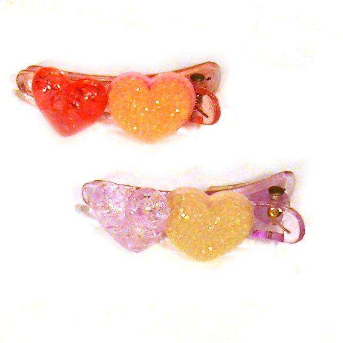 ヘアピン 髪止め 髪飾り ヘアクリップ　ハート＆ハート　ミニクリップ・２色 1124-512　プレゼント ギフト | ブランド登録なし