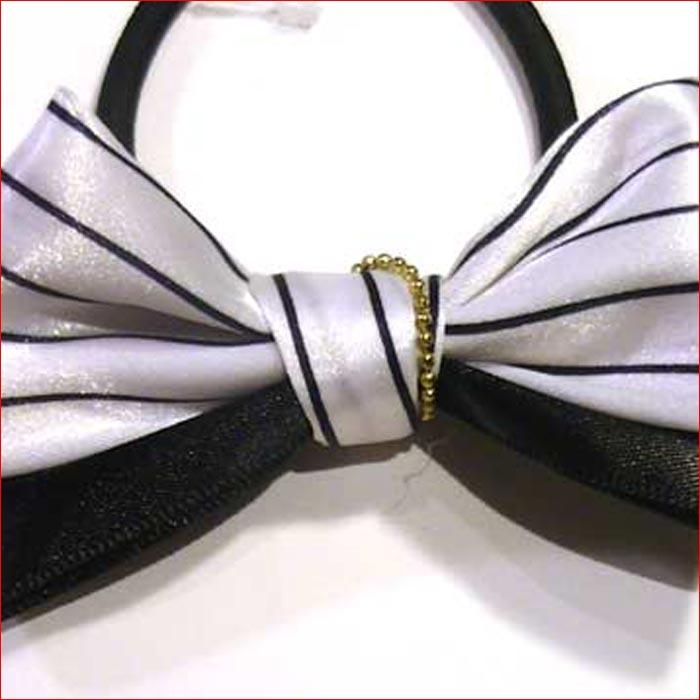 ピンストライプ＆無地リボン付き　ヘアゴム ホワイト 1127-23　プレゼント ギフト | ブランド登録なし | 03