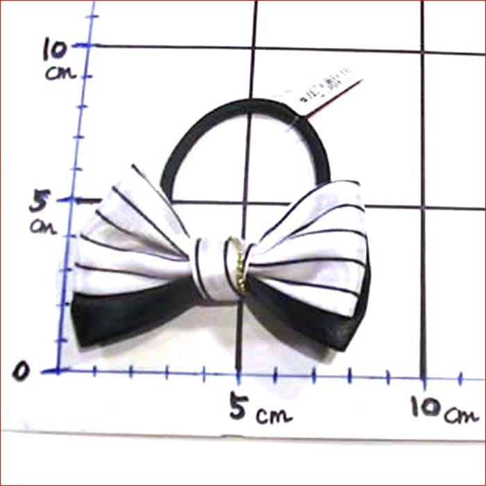 ピンストライプ＆無地リボン付き　ヘアゴム ホワイト 1127-23　プレゼント ギフト | ブランド登録なし | 04