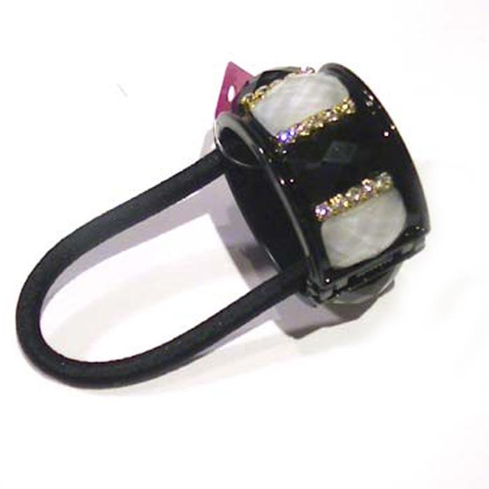 ラメ＆ストーンカフス　筒型開閉するコンチョ付き　ヘアゴム ブラック 1127-47　プレゼント ギフト | ブランド登録なし