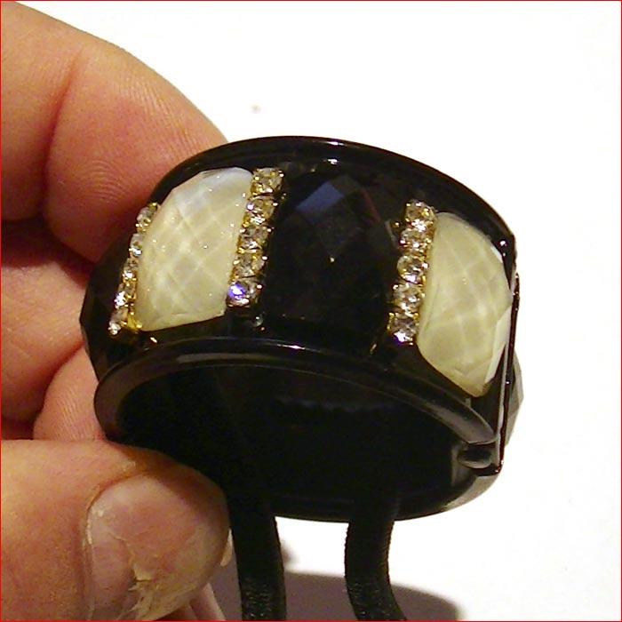 ラメ＆ストーンカフス　筒型開閉するコンチョ付き　ヘアゴム ブラック 1127-47　プレゼント ギフト | ブランド登録なし | 01