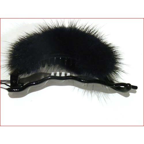 ミンクファー　バナナクリップ ネイビー 髪止め ヘアクリップ 髪飾り 1223-03　プレゼント ギフト | ブランド登録なし | 01