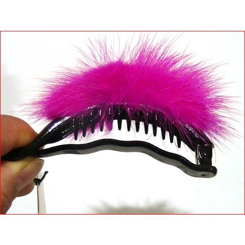 ミンクファー　バナナクリップ ピンク 髪止め ヘアクリップ 髪飾り 1223-04　プレゼント ギフト | ブランド登録なし | 01