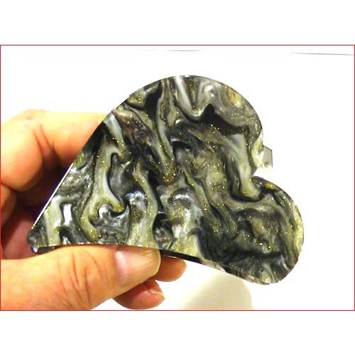 ラメ入りマーブル　ハート型クリップ ブラック 1223-10  (髪止め ヘアークリップ 髪飾り)　プレゼント ギフト | ブランド登録なし | 01