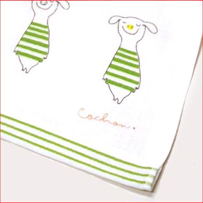 バスタオル　２重ガーゼ 薄生地  かわいいブタさんがいっぱい ベビー 子供 シーツ タオルケット・グリーン 1914-04 | ブランド登録なし | 01