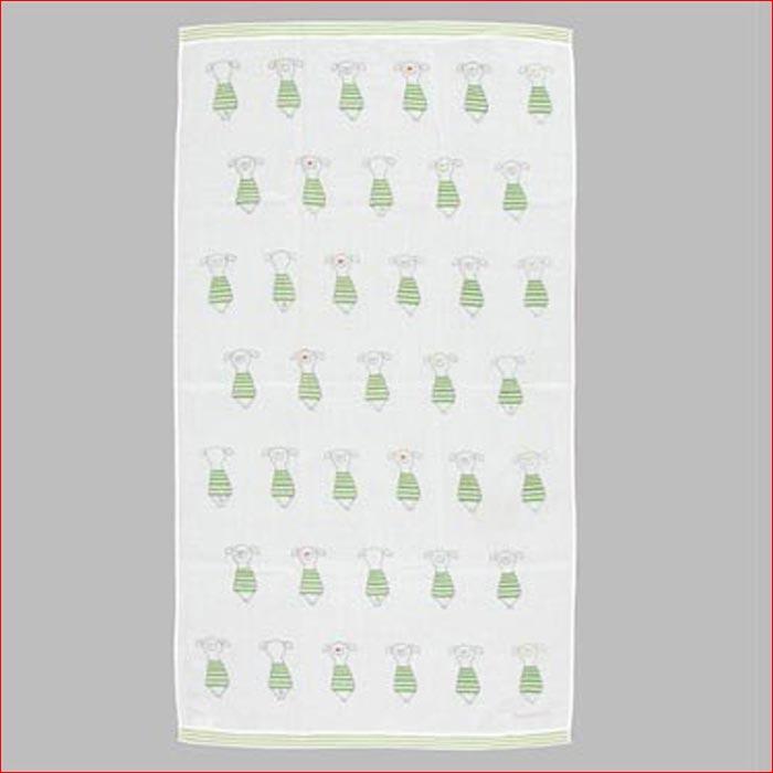 バスタオル　２重ガーゼ 薄生地  かわいいブタさんがいっぱい ベビー 子供 シーツ タオルケット・グリーン 1914-04 | ブランド登録なし | 06