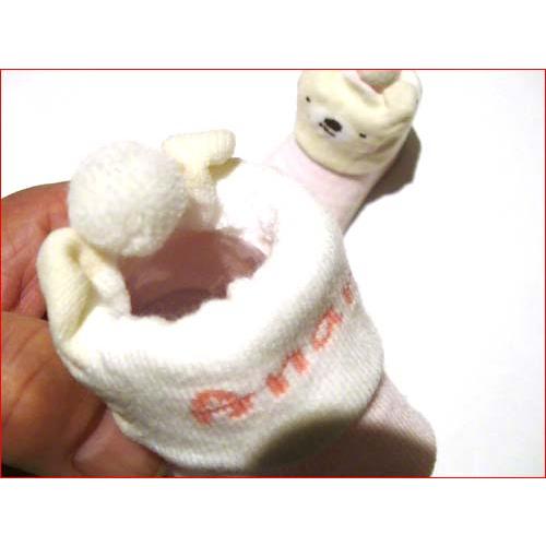 新生児 靴下 ソックス  ★1320円→特価 アナノカフェ ベビー カップ　ベアソックス くまさん　女の子 ボーダーピンク 2019-21　プレゼント ギフト | ブランド登録なし | 03