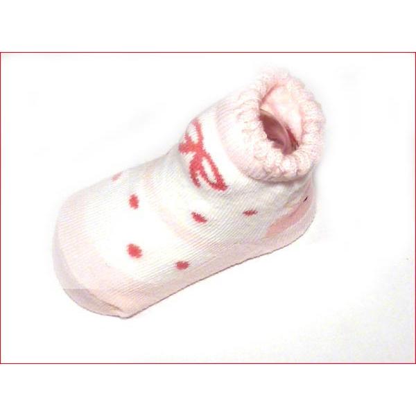 新生児 ベビー ソックス 靴下  日本製 　シューズ風デザイン・ピンク 2019-37　プレゼント ギフト | ブランド登録なし | 01