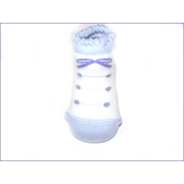 新生児 ベビー ソックス 靴下  日本製 　シューズ風デザイン・ブルー 2019-38　プレゼント ギフト | ブランド登録なし | 01