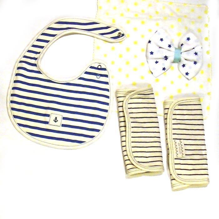 日本製 ベビーギフトセット スタイ ガーゼハンカチ ベルトカバー  出産祝い ブルー 男の子 SALE  2025-08　プレゼント ギフト | ブランド登録なし | 01